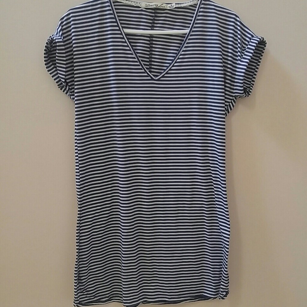 🌹 Liberty Love Striped Blue and White Jersey Dress